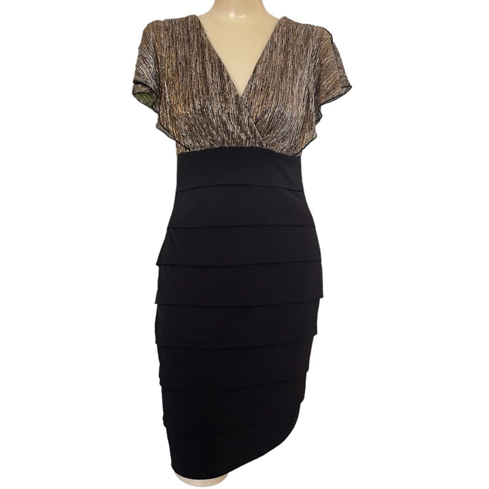 Enfocus Studio Black and Gold Midi Dress